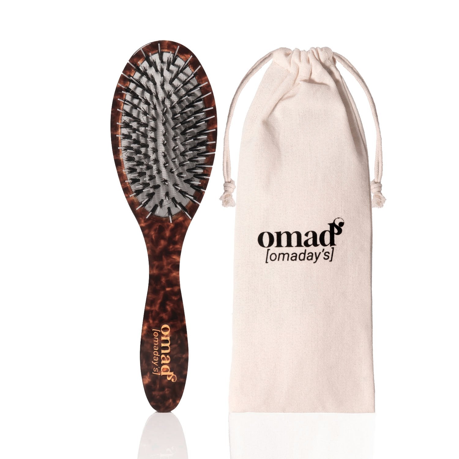 Brosse en poils de sanglier pour des cheveux soyeux - Omad's