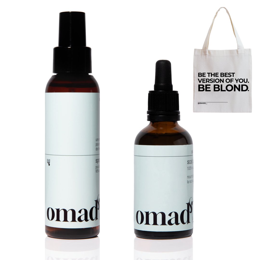 Le pack découverte : un spray + 1 scalp sérum + 1 tote bag OFFERT - Omad's
