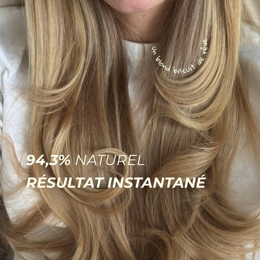 Cheveux blond biscuit après le shampooing, 94,3% naturel et résultat instantané